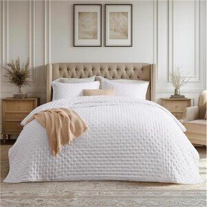 Bedsure Quilts Queen Size - Ultra Soft Quilt Bedding, White Bedspread Queen